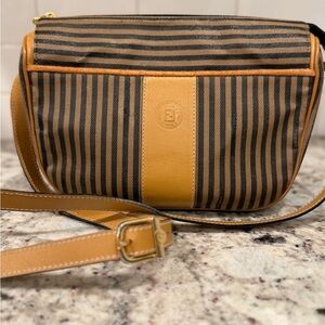 Brown and Black Striped Women Bag